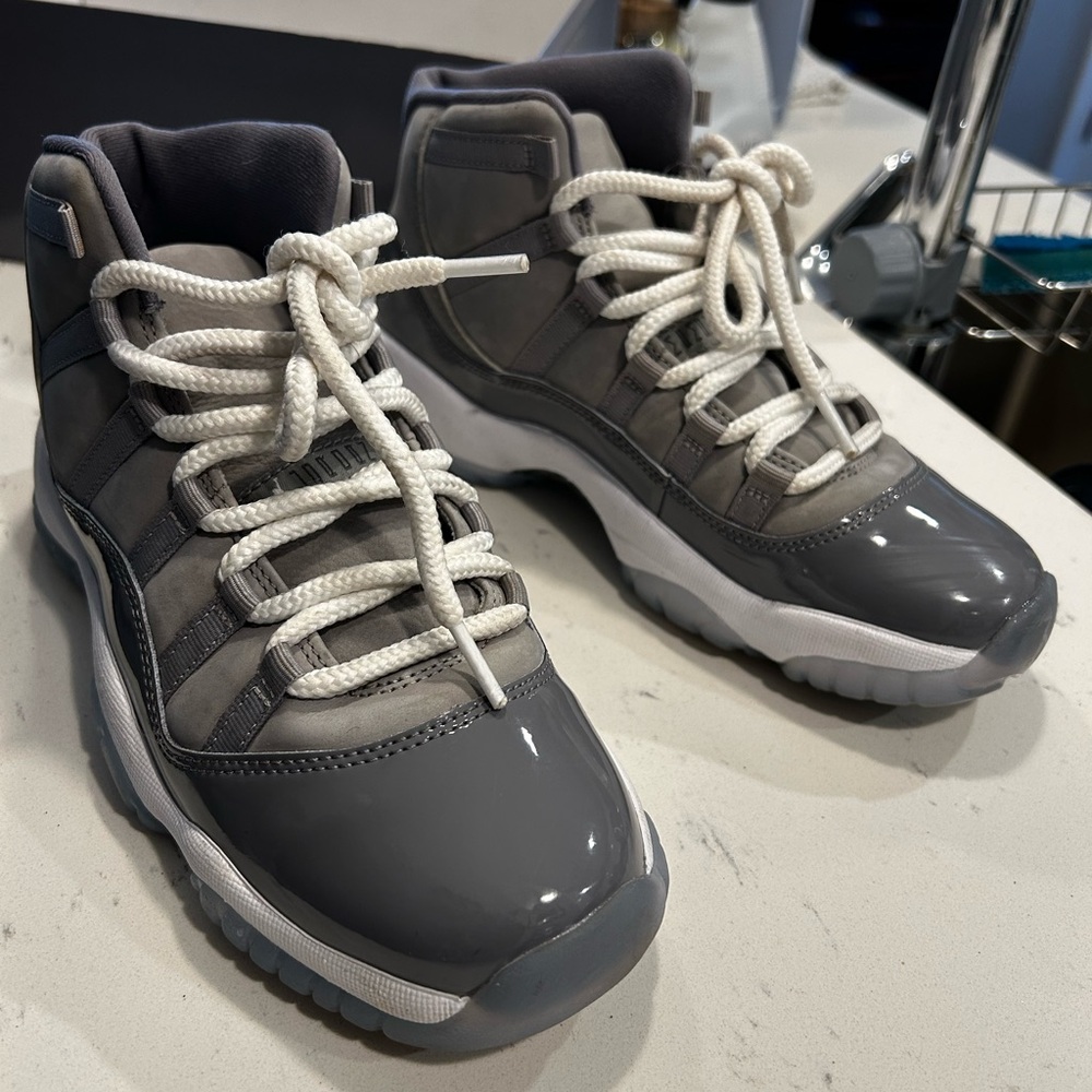 Gray and White High-Top Sneakers